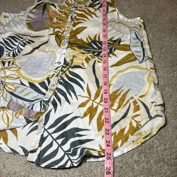 C & C CALIFORNIA LINEN SLEEVELESS TUNIC TROPICAL LEAF PRINT WOMENS Size S - Picture 7 of 8